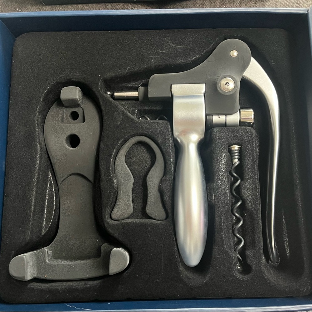 Brookstone Silver and Black Wine Opener Set